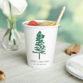 Wasserfarbener Pine Tree Moderne Weihnachten Pappbecher