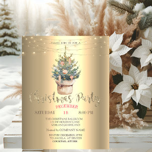Wasserfarbener Pine Tree, Ornamente Weihnachten Go Einladung