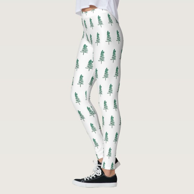 Wasserfarbener Pine Tree Weihnachten Leggings (Links)