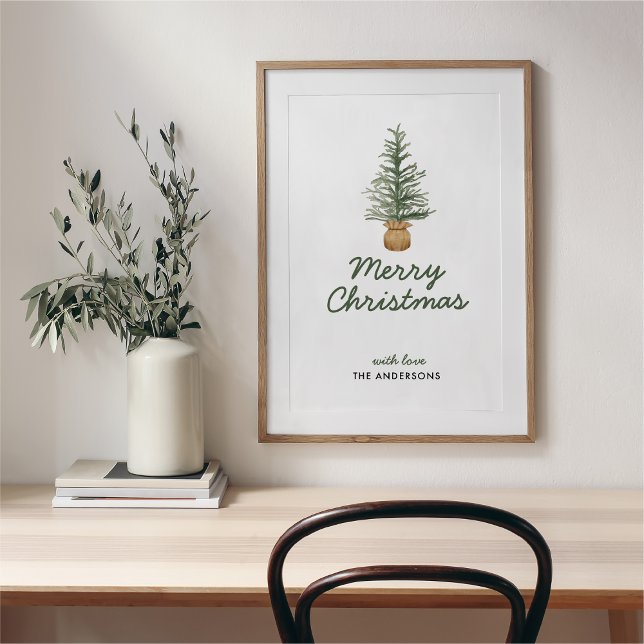 Wasserfarbener Pine Weihnachtsbaum Einfache Ferien Poster (Von Creator hochgeladen)