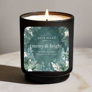 "Wasserfarbener Pinienbaum Quadratischer Aufkleber