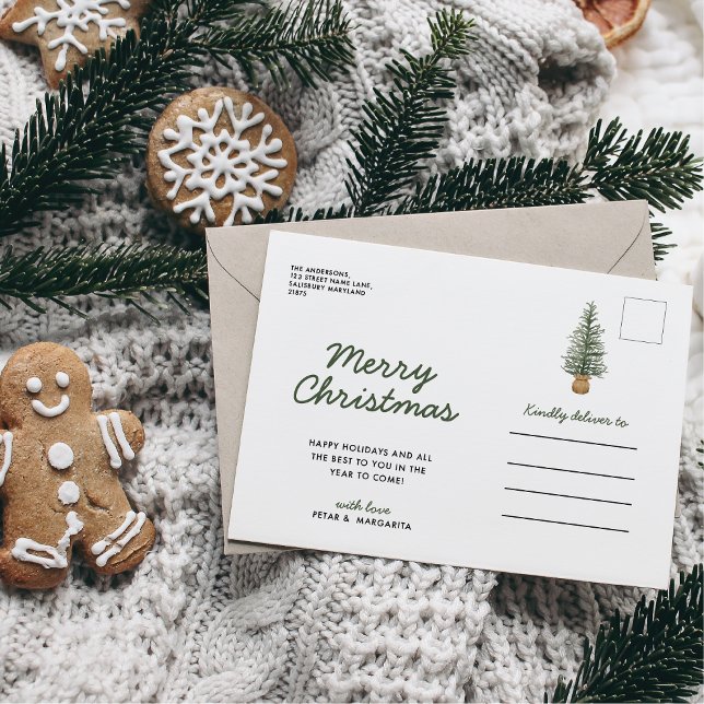 Wasserfarbener Pinienwald Feiertagspostkarte (Von Creator hochgeladen)