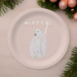 Wasserfarbener Polar Bär Moderne frohe Weihnachten Pappteller