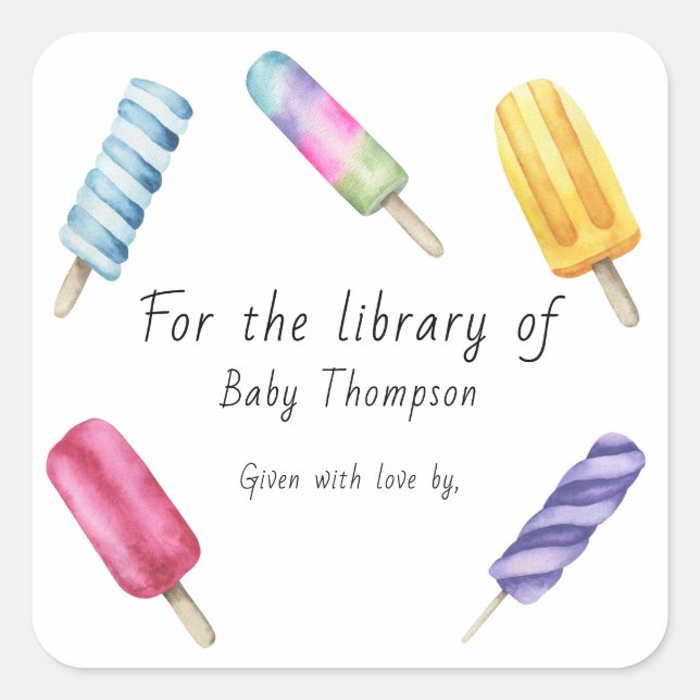 Wasserfarbener Popsikel Für die Bibliothek Quadratischer Aufkleber (Vorderseite)