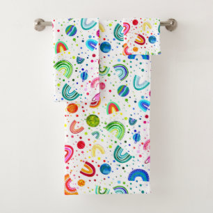 Wasserfarbener Regenbogen Galaxy Girls farbenfroh Badhandtuch Set
