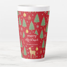 Wasserfarbener Rentier und Christbaum - Milchtasse