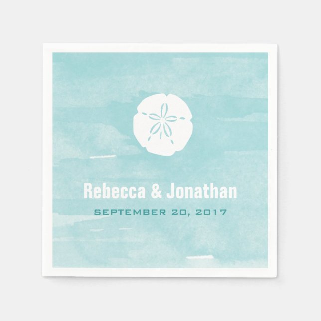 Wasserfarbener Sand-Dollar-Empfang Napkins Serviette (Vorderseite)