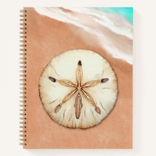 Wasserfarbener Sand Dollar im Beach Journal Notizbuch