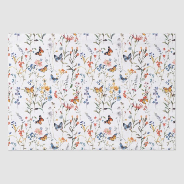 Wasserfarbener Schmetterling-Blume Seidenpapier (Vorderseite)