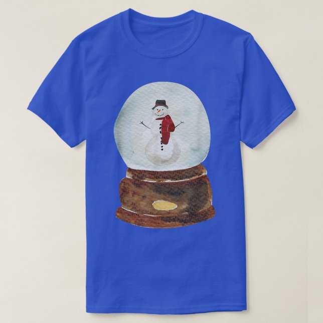 Wasserfarbener Schnee Globe Weihnachtsbaum Lichter T-Shirt (Design vorne)