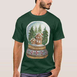Wasserfarbener Schnee Globe Weihnachtsbaum Lichter T-Shirt