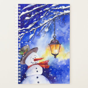 Wasserfarbener Schneemann Frohe Weihnachten Neujah Planer