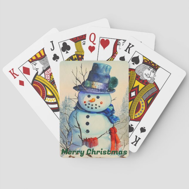 Wasserfarbener Schneemann Spielkarten (Rückseite)