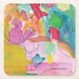 Wasserfarbener Spaß - KinderKunst für das CHOC Rechteckiger Pappuntersetzer