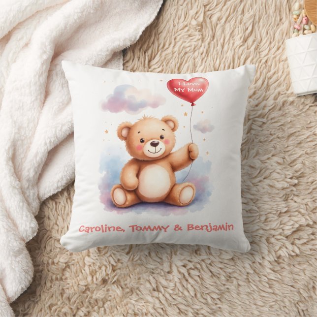 Wasserfarbener Teddy-Bär-Mama Kissen (Decke)