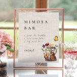 Wasserfarbener Tee Party Mimosa Bar Sign Poster<br><div class="desc">Es ist Zeit zum Tee! Dieses elegante Duschdesign besticht durch einen Vintagen Teekessel im Stil von Aquarell-Wildblumen und Grünpflanzen. Der Hintergrund ist ein zartes Imitat-Leinenprint.</div>