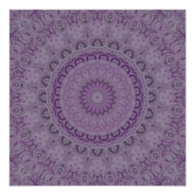 Wasserfarbener Traum Mandala im Schatten der Lila Poster (Vorderseite)