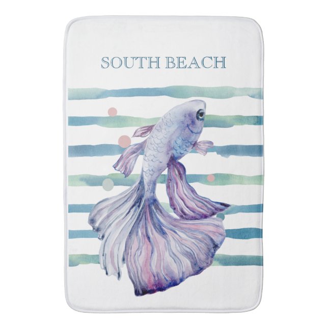 WASSERFARBENER TROPISCHER FISCHSTADTURLAUB BADEMATTE (Vorderseite Vertikal)