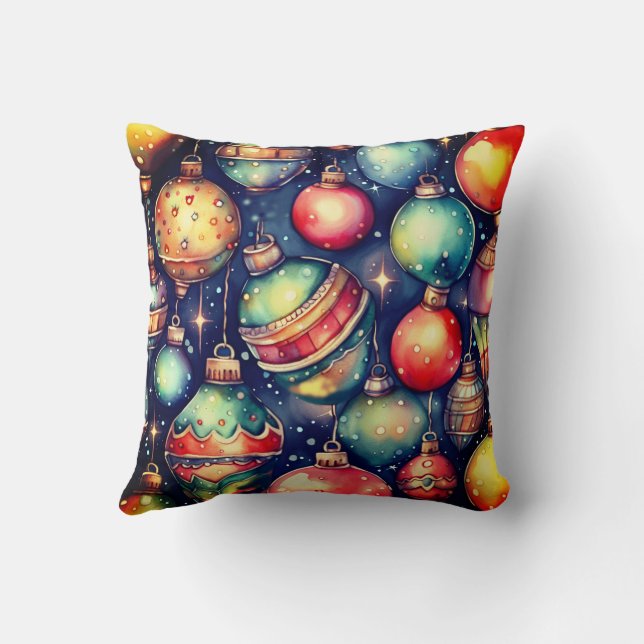 Wasserfarbener Urlaub Kunst Weihnachten Dekoration Kissen (Rückseite)
