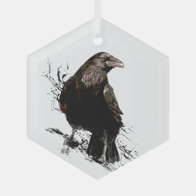 Wasserfarbener Vogel Ornament Aus Glas (Vorderseite)