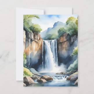 Wasserfarbener Wasserfall Postkarte