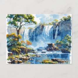 Wasserfarbener Wasserfall Victoria Falls Nature Feiertagspostkarte