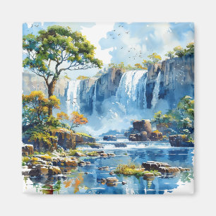 Wasserfarbener Wasserfall Victoria Falls Nature Magnet