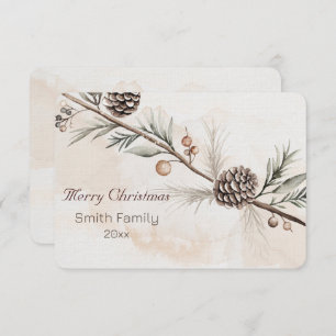 Wasserfarbener Weihnachtsbaum in neutraler Farbe Dankeskarte