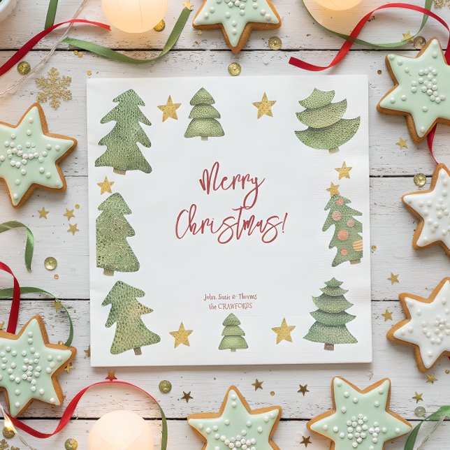 Wasserfarbener Weihnachtsbaum Serviette (Von Creator hochgeladen)