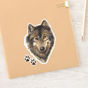 Wasserfarbener Wolf Wildtiere Art: Aufkleber