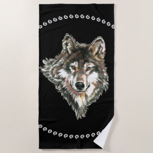Wasserfarbener Wolf Wildtiere Art: Strandtuch