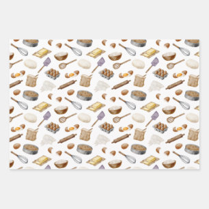 Wasserfarbenes Backmuster Geschenkpapier Set