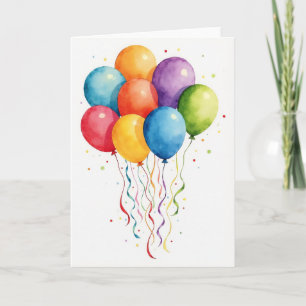 Wasserfarbenes Ballon-Geburtstagskarte Karte