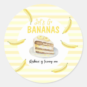 Wasserfarbenes Bananenkuchen-Geburtstagsfeier Runder Aufkleber