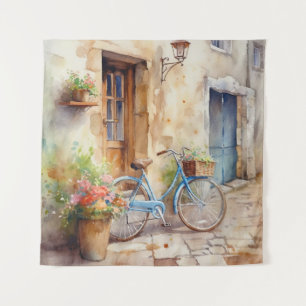 Wasserfarbenes Bicycle Art Tapestry Wandteppich