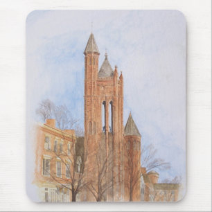 Wasserfarbenes Bild einer gotischen Kirche Mousepad