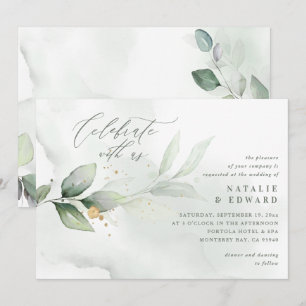 Wasserfarbenes Blattwerk und metallische Goldhochz