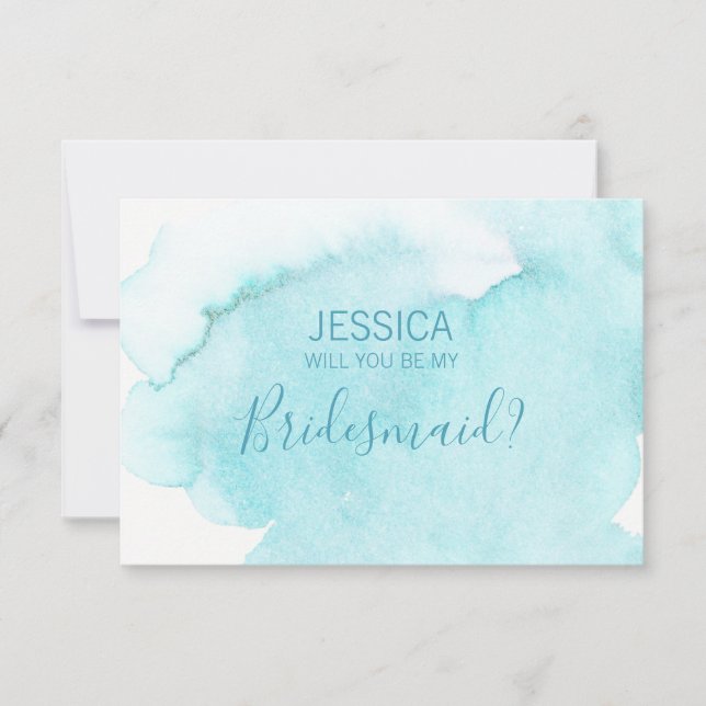 Wasserfarbenes blaues Wasser wirst du meine Brides Einladung (Vorderseite)