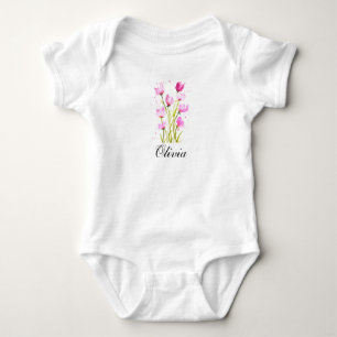 Wasserfarbenes Blumen-Body für Mädchen mit Süßerbs Baby Strampler