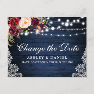 Wasserfarbenes Blumenholz ändert das Datum Postkarte