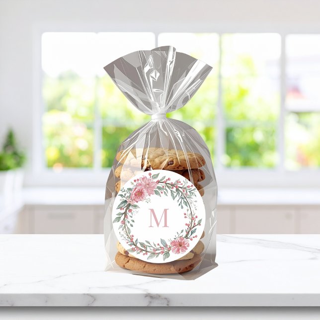 Wasserfarbenes Blumenmonogramm – Personalisierte I Runder Aufkleber (Floral Watercolour Monogram (personalise) Sticker)