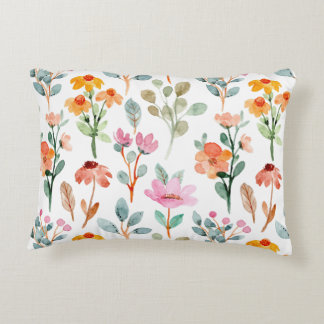 Wasserfarbenes Blumenmuster - Rosa und violette Bl Dekokissen