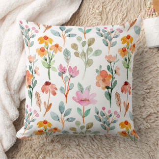 Wasserfarbenes Blumenmuster - Rosa und violette Bl Kissen