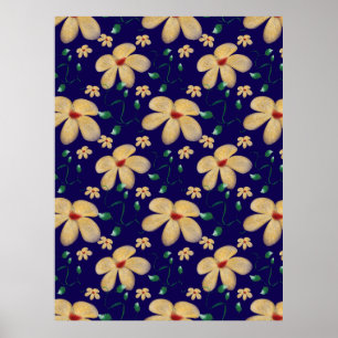 Wasserfarbenes botanisches nahtloses Muster Poster
