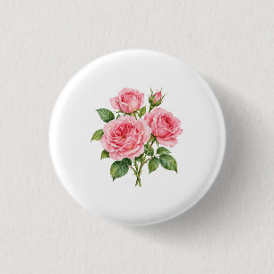 Wasserfarbenes Bouquet rosa Rosen Button