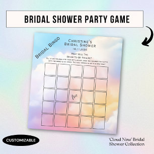 Wasserfarbenes Brautparty Bingo Party Game Notizblock