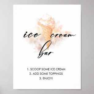 Wasserfarbenes Brautparty-Eiscreme-Bar-Schild Poster