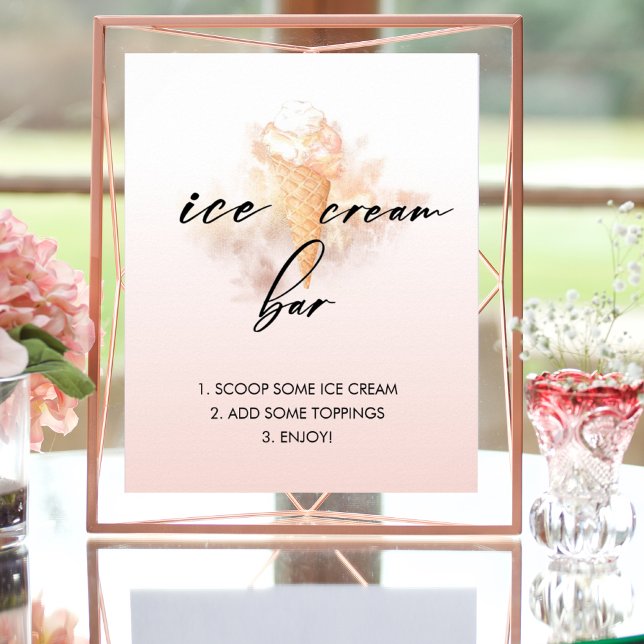 Wasserfarbenes Brautparty-Eiscreme-Bar-Schild Poster (Von Creator hochgeladen)