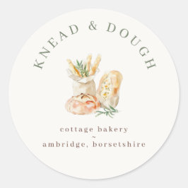 Wasserfarbenes Brot Cottage Bäckerei Runder Aufkleber