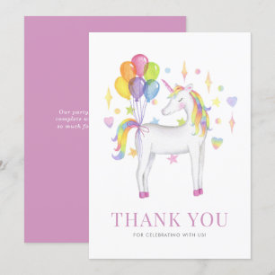 Wasserfarbenes Buntes Regenbogen Einhorn Kinder Ge Dankeskarte